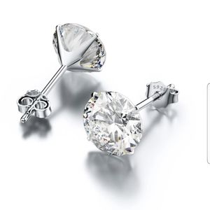 Sterling Silver Stud Crystal Zircon Earrin…